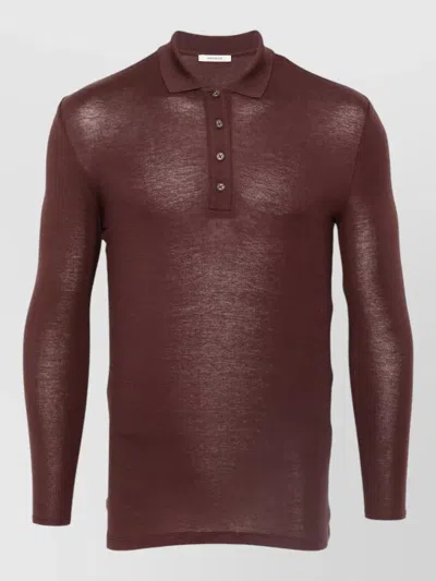 Entire Studios Classic Polo Collar Polo Shirt With Front Half Button Placket In Burgundy