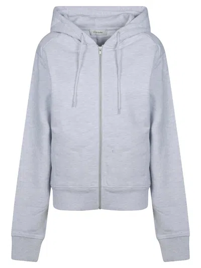 Entire Studios Slim Zip Up Cropped Slim-fit Drawstring Hooded Sweatshirt In Gray