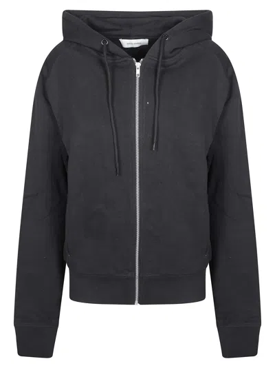 Entire Studios Slim Zip Up Slim-fit Drawstring Hooded Sweatshirt In Black