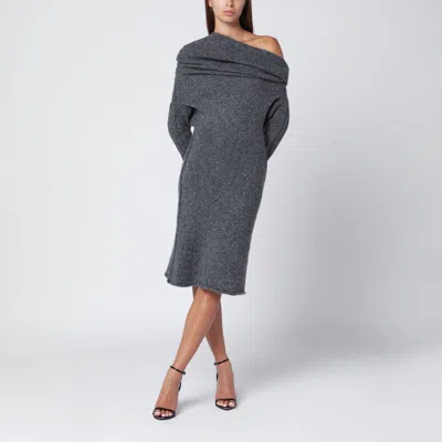 Entire Studios One Shoulder Wool Blend Knee Length Dress In Animal Print