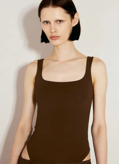 Entire Studios Square Neck Bodysuit In Brown