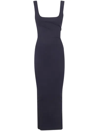 Entire Studios Square Neck Knit Midi In Blue