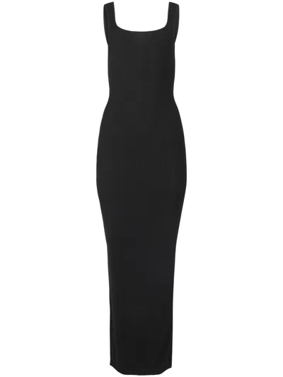 Entire Studios Square Neck Knit Midi Dress In Black