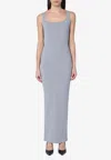 Entire Studios Long Grey Dress In Nylon Blend In Gray