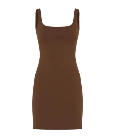 Entire Studios Square Neck Mini Dress In Brown
