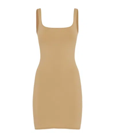 Entire Studios Square Neck Mini Dress In Brown