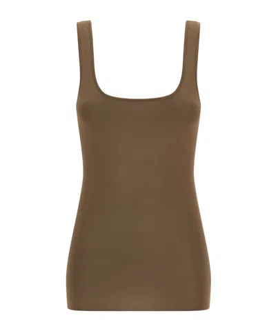 Entire Studios Square Neck Stretch Top In Brown