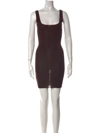 Pre-owned Entire Studios Square Neckline Mini Dress In Brown