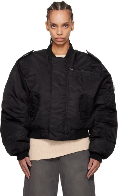Entire Studios Ssense Exclusive Black A-2 Bomber Jacket In Oil
