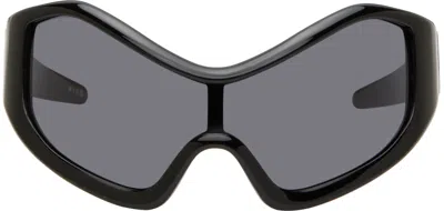 Entire Studios Ssense Exclusive Black Compound Shield Sunglasses In Black/black