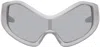 Entire Studios Ssense Exclusive Gray Compound Shield Sunglasses In Frosted Clear/mirror