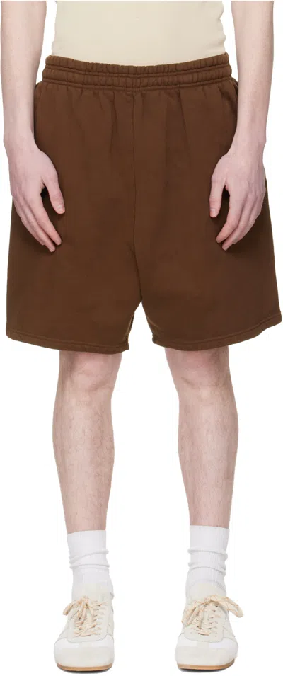 Entire Studios Standard Elastic Waistband Sweatshorts In Brown