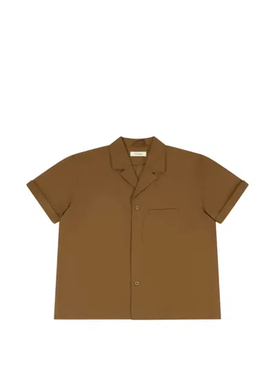 Entire Studios Strand Welt-pocket Revere-collar Shirt In Brown