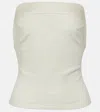 Entire Studios Strapless Denim Crop Top In White