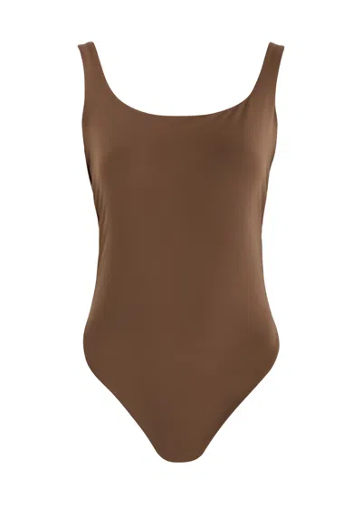 Entire Studios Stretch-nylon Bodysuit In Brown