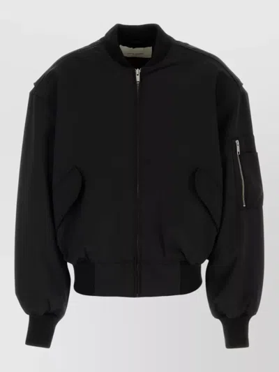 Entire Studios Stretch Polyester Blend Bomber Jacket In Black