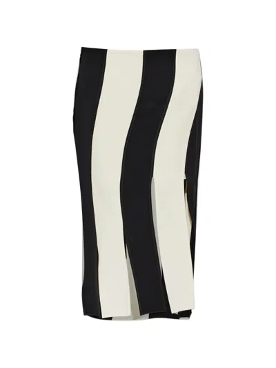 Entire Studios Striped Midi Skirt In Black