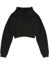 Entire Studios Womens Cork Heavyweight Cropped Organic-cotton Jersey Hoody In Black