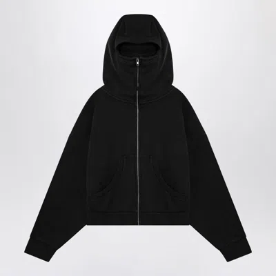 Entire Studios Washed Cotton Full-zip Hoodie In Soot