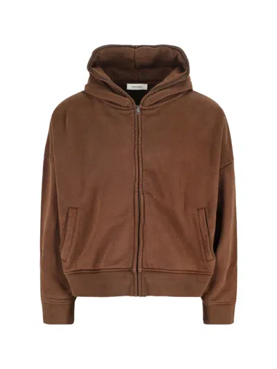 Entire Studios Hooded Sweatshirt Ribbed Cuffs Hem Pockets In Brown