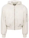 Entire Studios Hooded Board Bomber Jacket In White