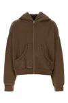Entire Studios Oversize Cotton Sweatshirt With Hood And Kangaroo Pockets In Brown