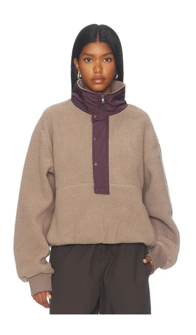 Entire Studios System Half Zip Fleece In Brown
