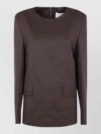 Entire Studios Tailored Jacket Round Neck Long Sleeves In Brown