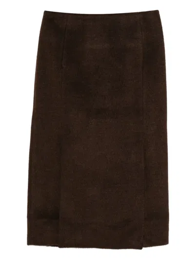 Entire Studios Tailored Midi Skirt In Brown