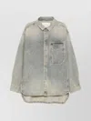 Entire Studios Mens Surface Wave Herculean Dipped-hem Vintage-wash Denim Shirt In Neutrals