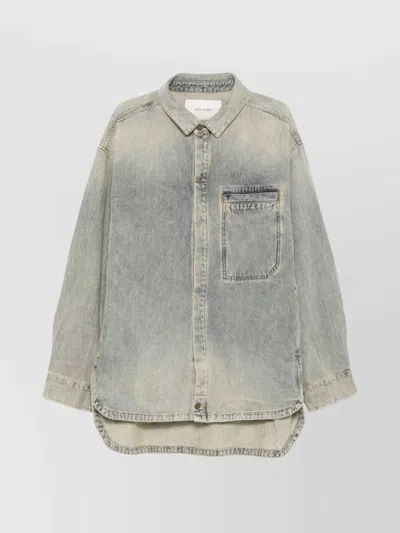 Entire Studios Tailored Shirt With Pockets And Curved Hem In Neutrals