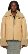 Entire Studios Tan 01 Shearling Jacket In Camel