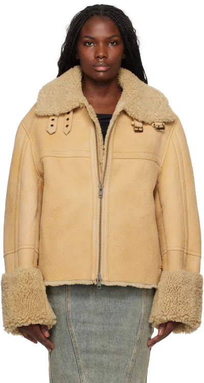 Entire Studios Tan 01 Shearling Jacket In Camel