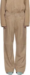 Entire Studios Taupe Dc Suede Trousers In Stablesuede