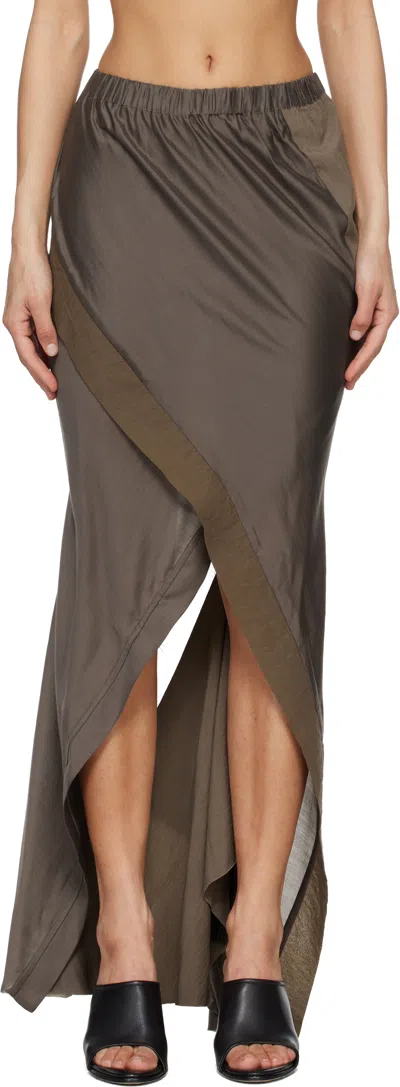 Entire Studios Taupe Fluid Midi Skirt In Brown
