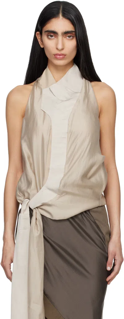 Entire Studios Fluid Top With Asymmetrical Neckline In Neutral
