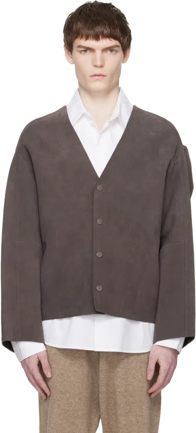 Entire Studios Taupe Minimal Suede Jacket In Gray