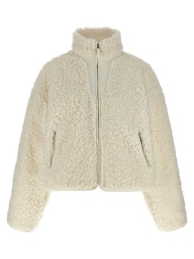 ENTIRE STUDIOS TEDDY-EFFECT FABRIC JACKET WITH RIBBED KNIT DETAILS