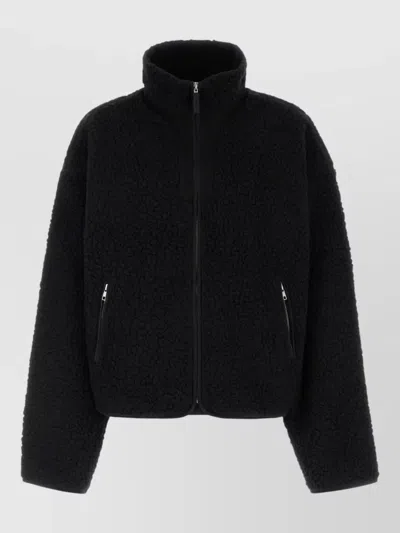 Entire Studios Teddy Jacket Fleece Texture High Collar Pockets In Black