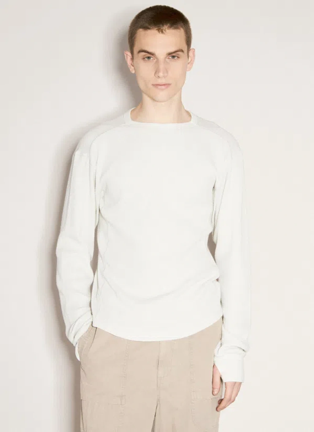 Entire Studios Thermal Long Sleeve T-shirt In White | ModeSens