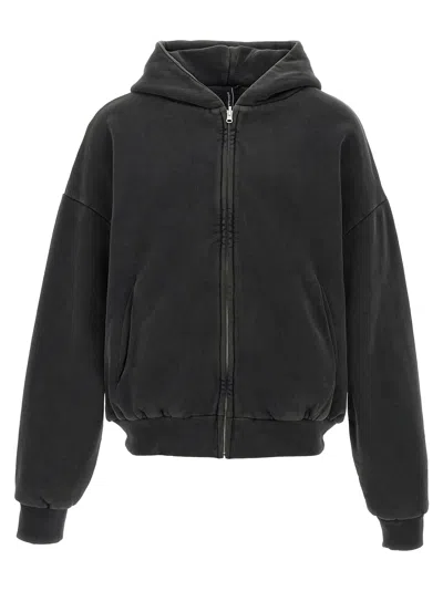 ENTIRE STUDIOS THERMARL HOOD WASHED SWEATSHIRT BLACK