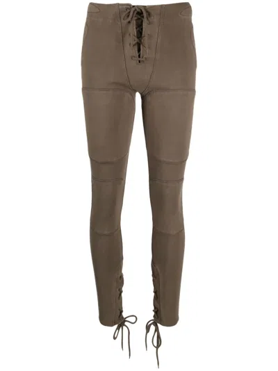 Entire Studios Tie-fastening Panelled Leggings In Brown