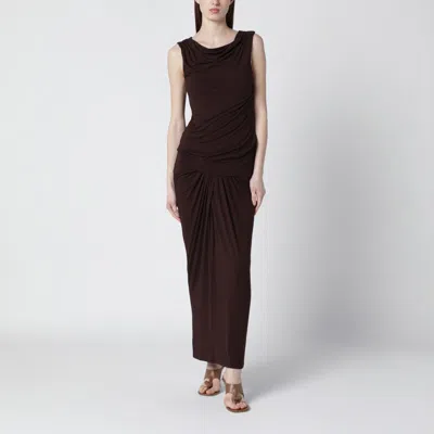 Entire Studios Tobacco-colored Dress With Draping In Brown