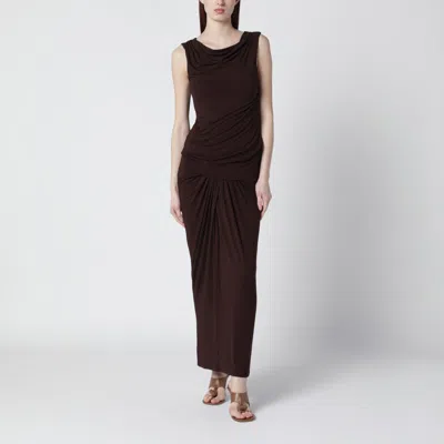 Entire Studios Tobacco-colored Dress With Draping In Black