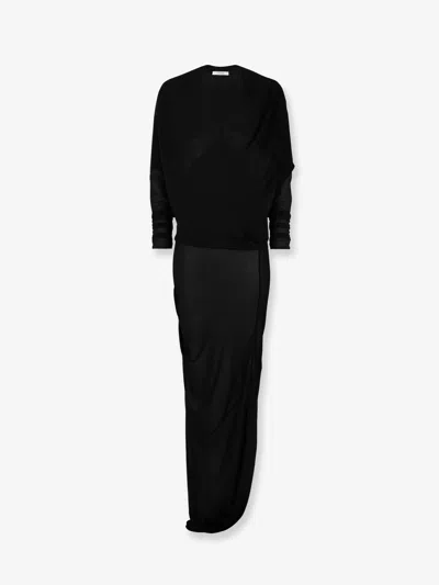Entire Studios Transparent Fabric Robe Dress In Black