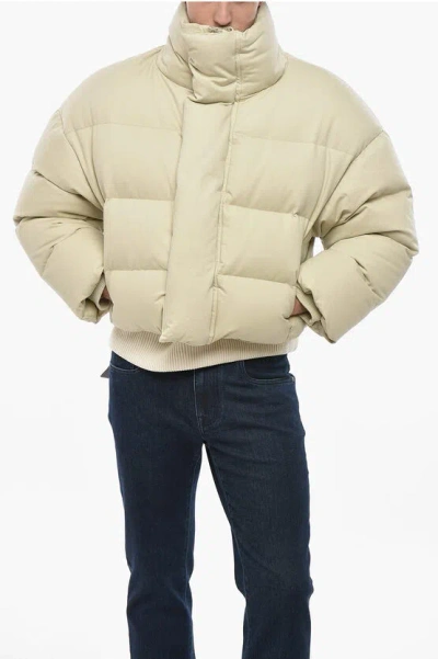 Entire Studios Turtleneck Down Jacket With Hidden Closure In Neutral