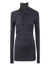 Entire Studios Turtleneck Draped Top In Black