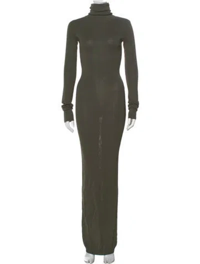 Pre-owned Entire Studios Turtleneck Long Dress In Green