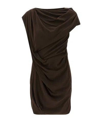Entire Studios Twist Draped Mini Dress In Brown