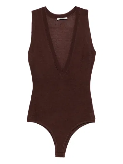 Entire Studios V-neck Bodysuit In Brown
